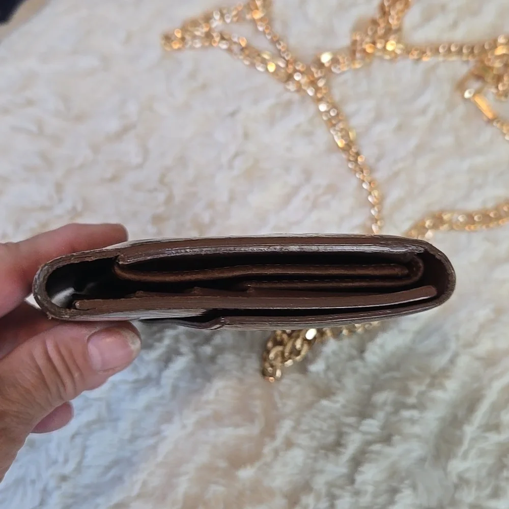 Louis Vuitton Bronze Metallic Monogram Chain Crossbody Wallet - Picture 7 of 8